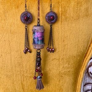 Wine cork necklace and earrings